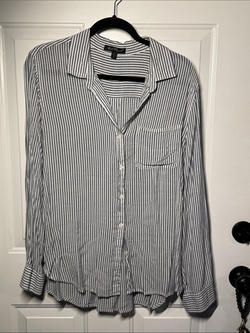 Velvet Heart Black & White Striped Button-Up Blouse